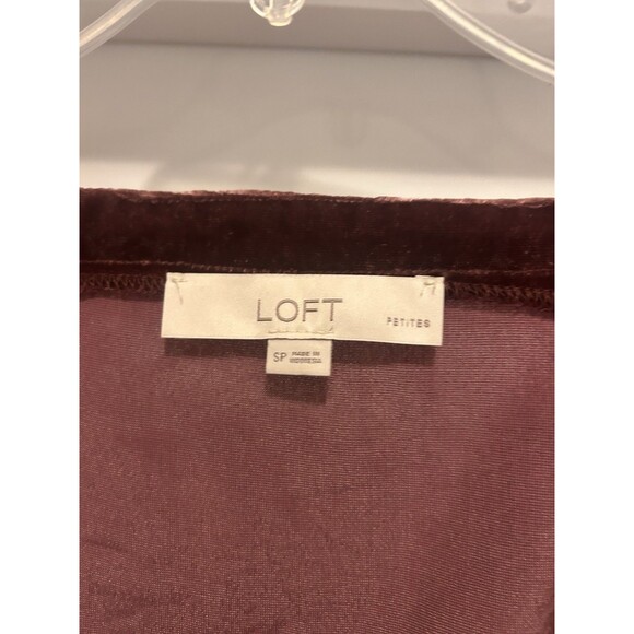 LOFT Sweetheart Velvet Puff Sleeve Top Dark Pink Size Petite Small Fairy Ballet - Picture 3 of 6